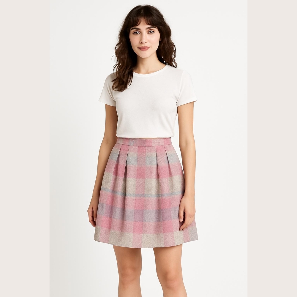 Vintage Pink + Purple Plaid Skirt